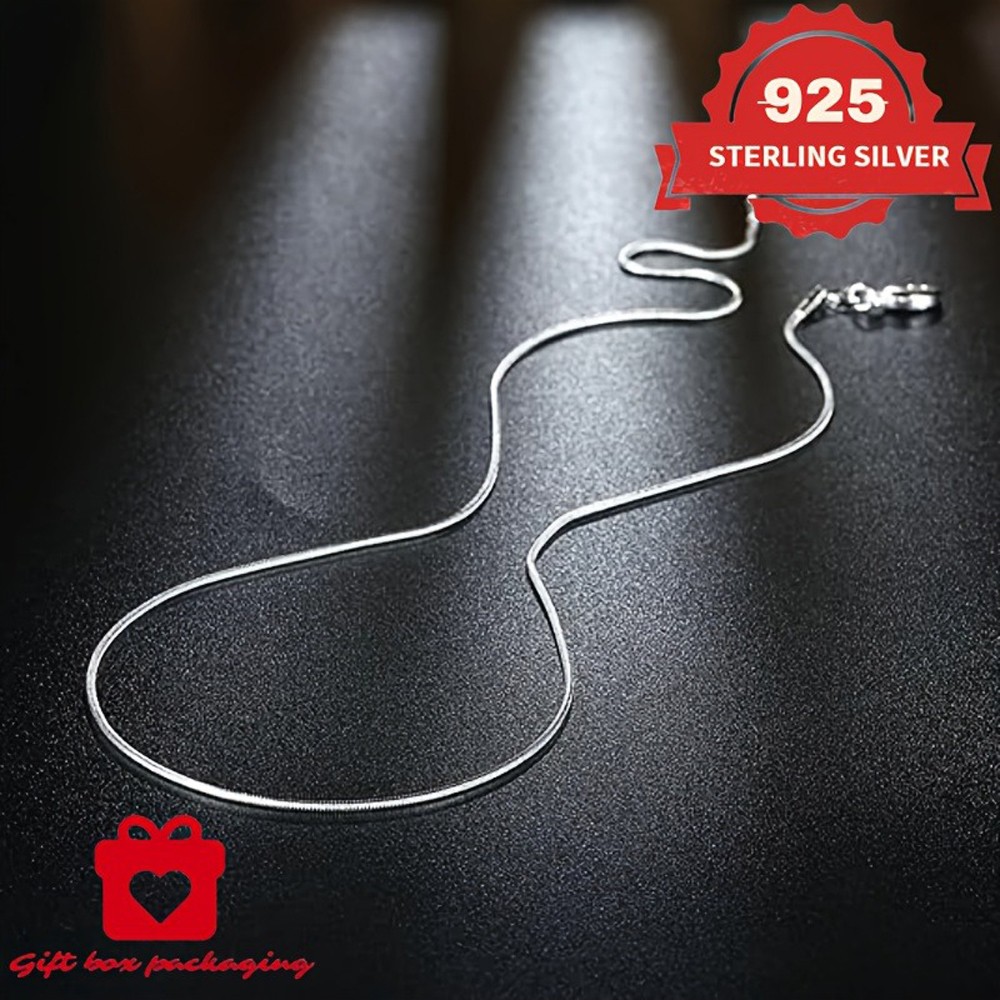 1PCS Thin Polished 925 Sterling Silver Snake Chain Necklace fits Casual & Formal