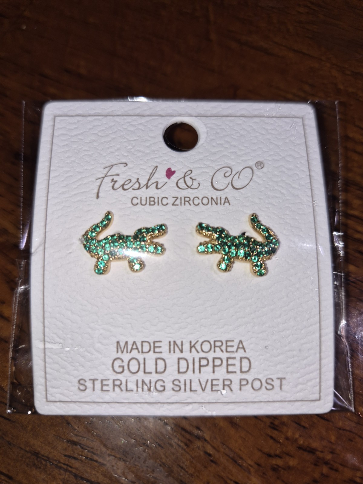 Alligator Stud Earrings – 925 Silver Post- Lizard Reptile Gold Dipped Korea New