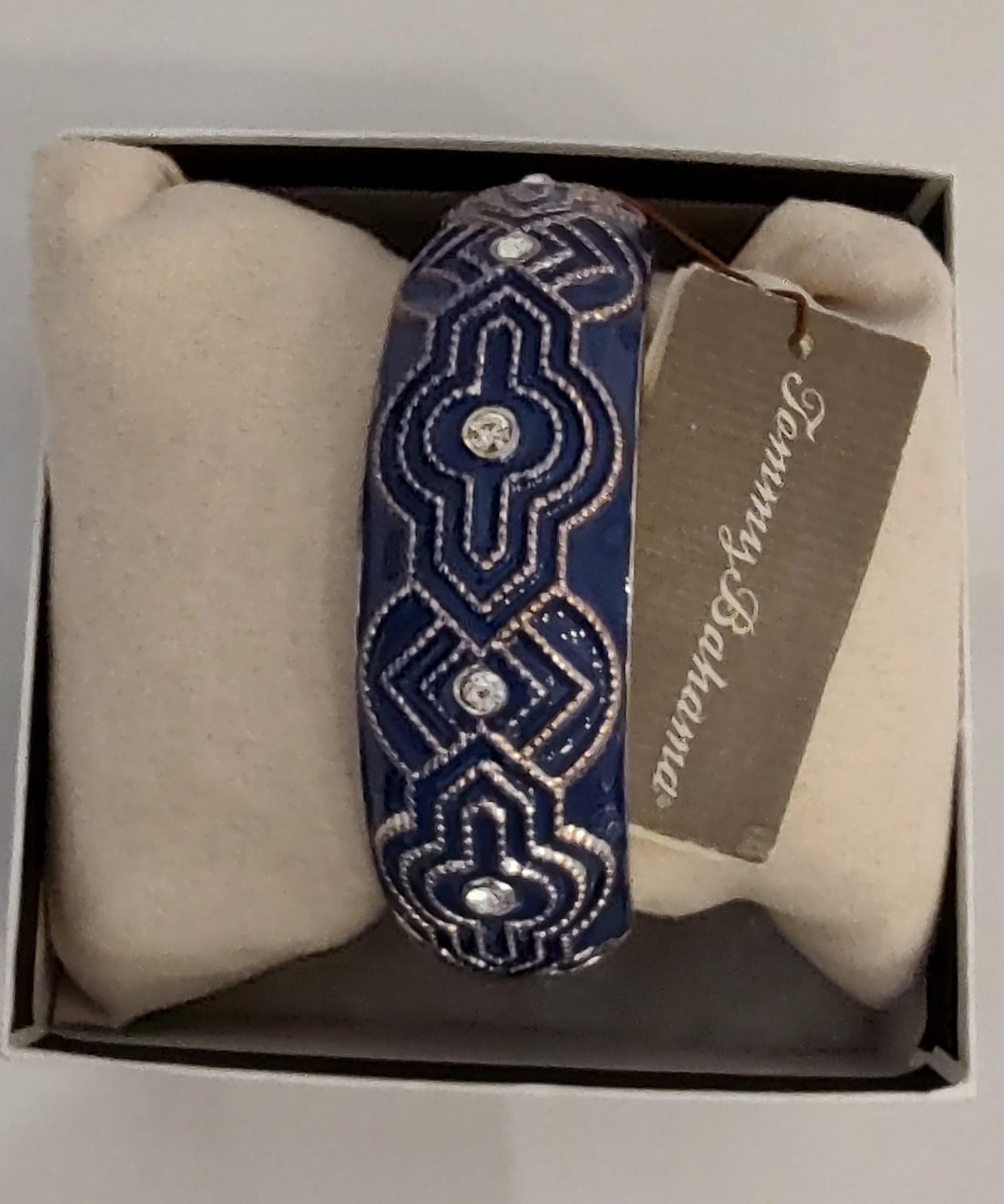 Tommy Bahama Dahlia Medallion Enamel Bangle, Cobalt Blue Silver/ Crystal Details