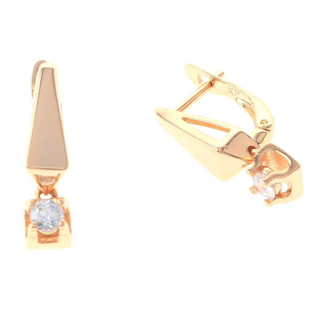 Gold Tone Gold Plated Metal English Lock Drop Earrings XPE2535-GLD