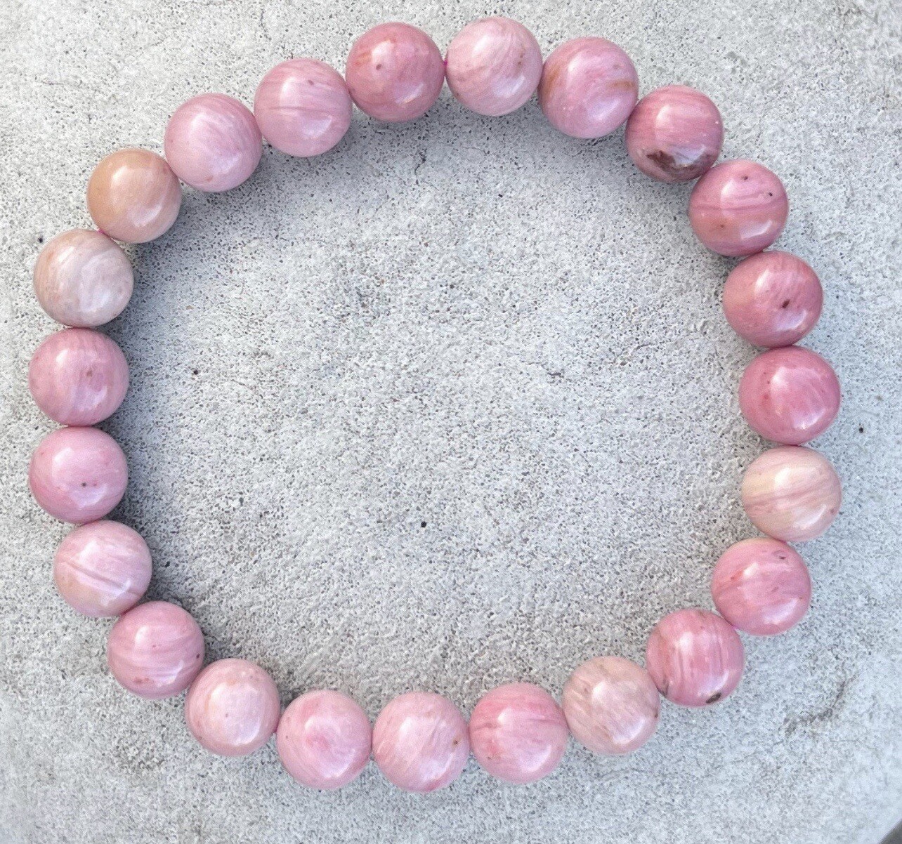 AAA Quality Natural Pink Rodonite Round Beaded Bracelet For Men and Women