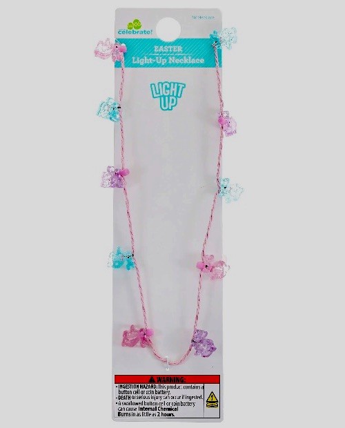 Way to Celebrate! Easter Bunny Light Up Necklace Pink and Purple Bunnies