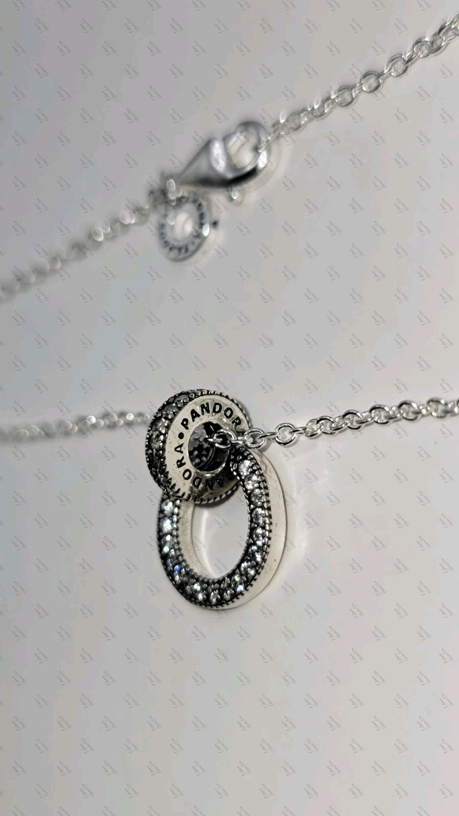 Authentic Pandora Double Circle Pendant & Necklace Sterling Silver w/ Box Z12