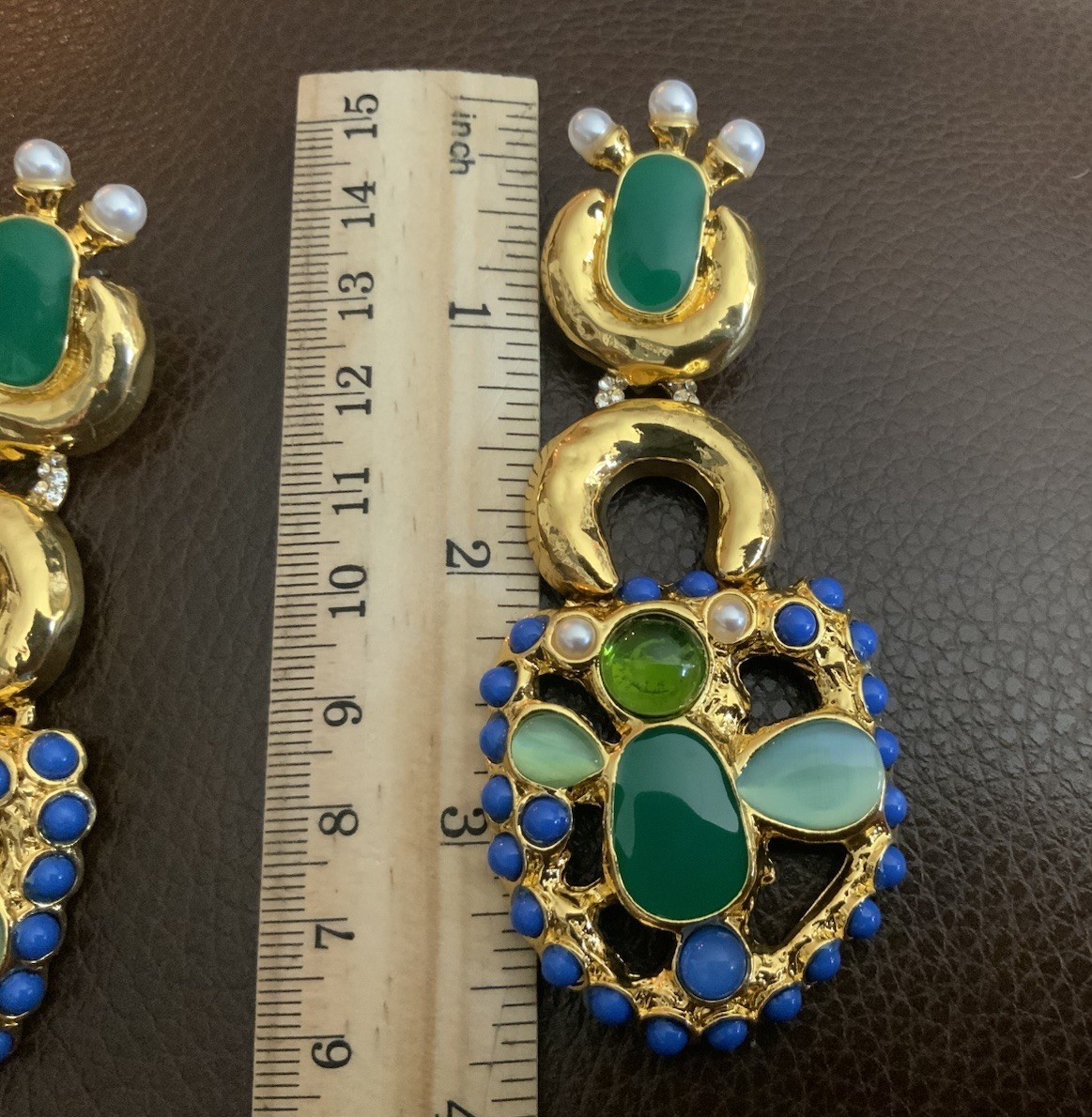 Byzantine Padlock Schiaparelli STYLE Cabochon Pearl Gold Lock Surreal VTG Boho