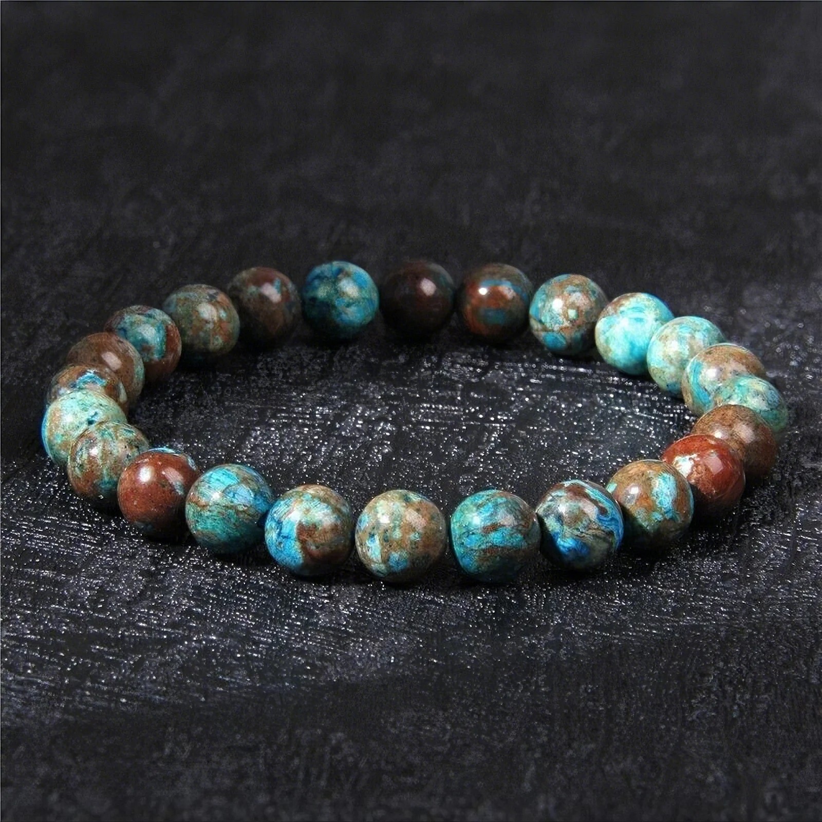 Natural Blue Sea Sediment Jasper 8MM Beads Healing Man Woman Stretch Bracelet
