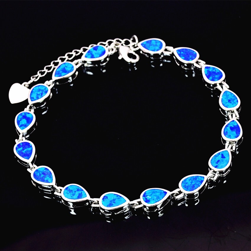 Hawaii Blue Opal Water Drop Bracelet 925 Sterling Sliver Jewelry For Women Girls