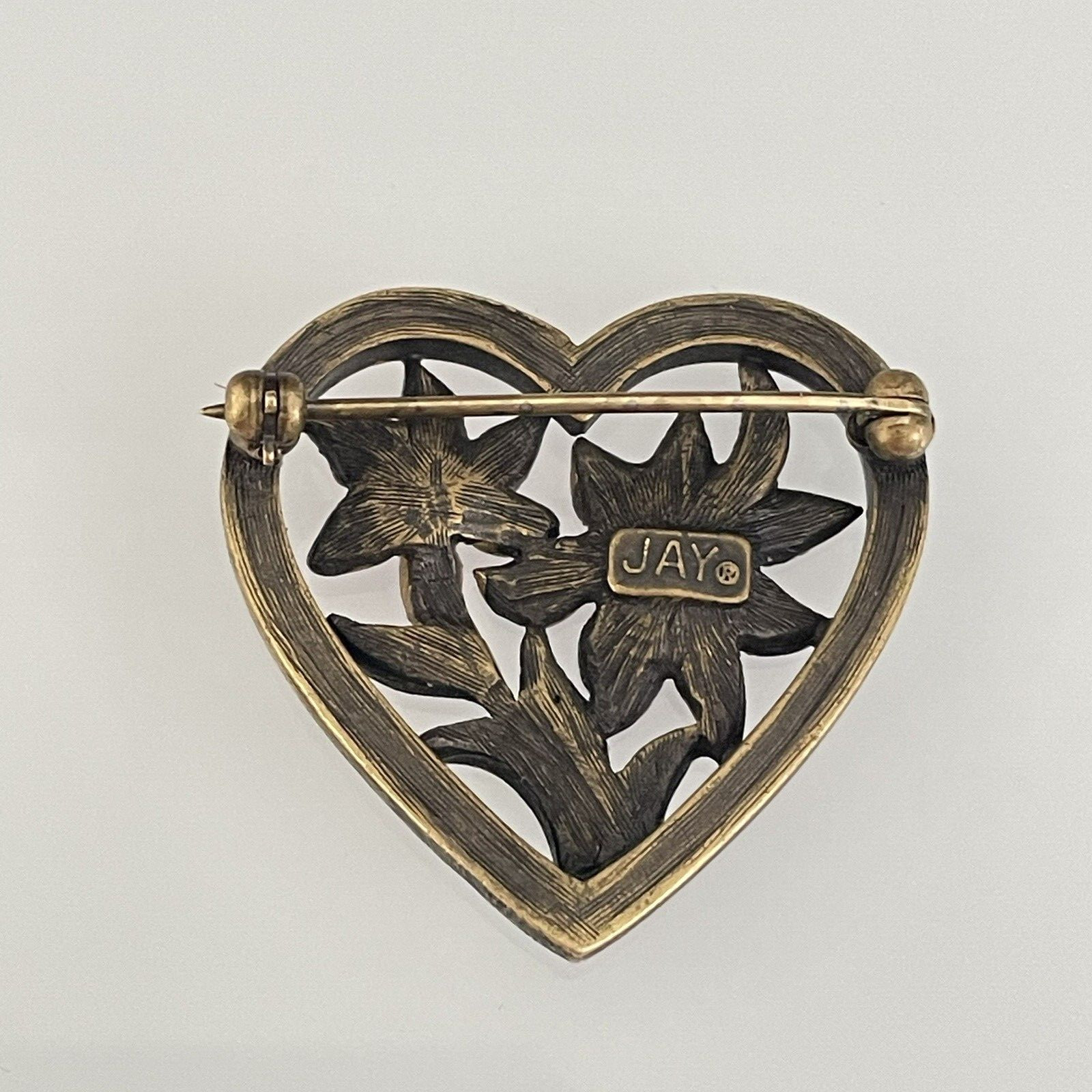 Heart Flower Brooch Pin Jay Strongwater – Red & Pink Enamel & Rhinestone