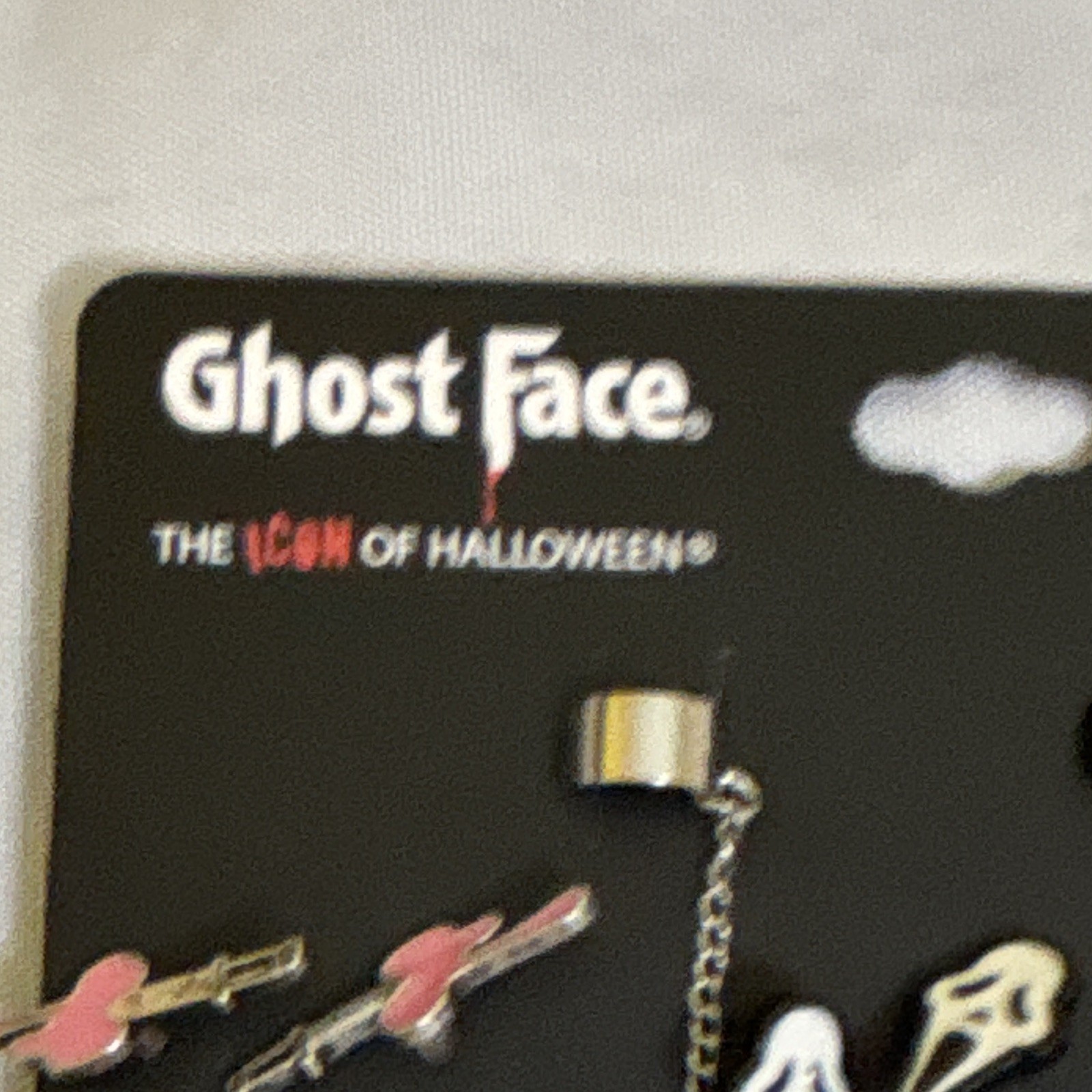 Bioworld Ghost Face Halloween Earrings Set Stud & Dangle, Nickel-Free Enamel