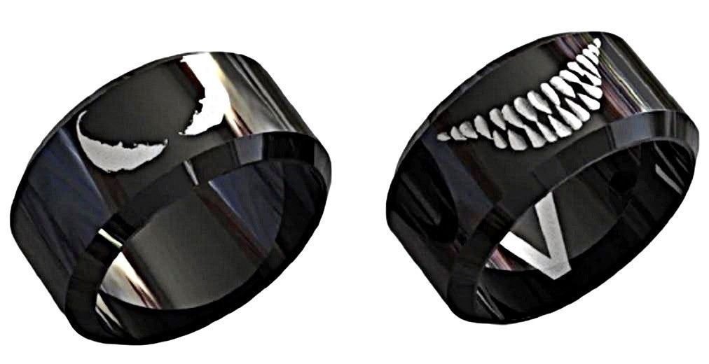 Marvel’s Venom Double Sided Stainless Steel Cosplay Costume Ring Assort. Sizes