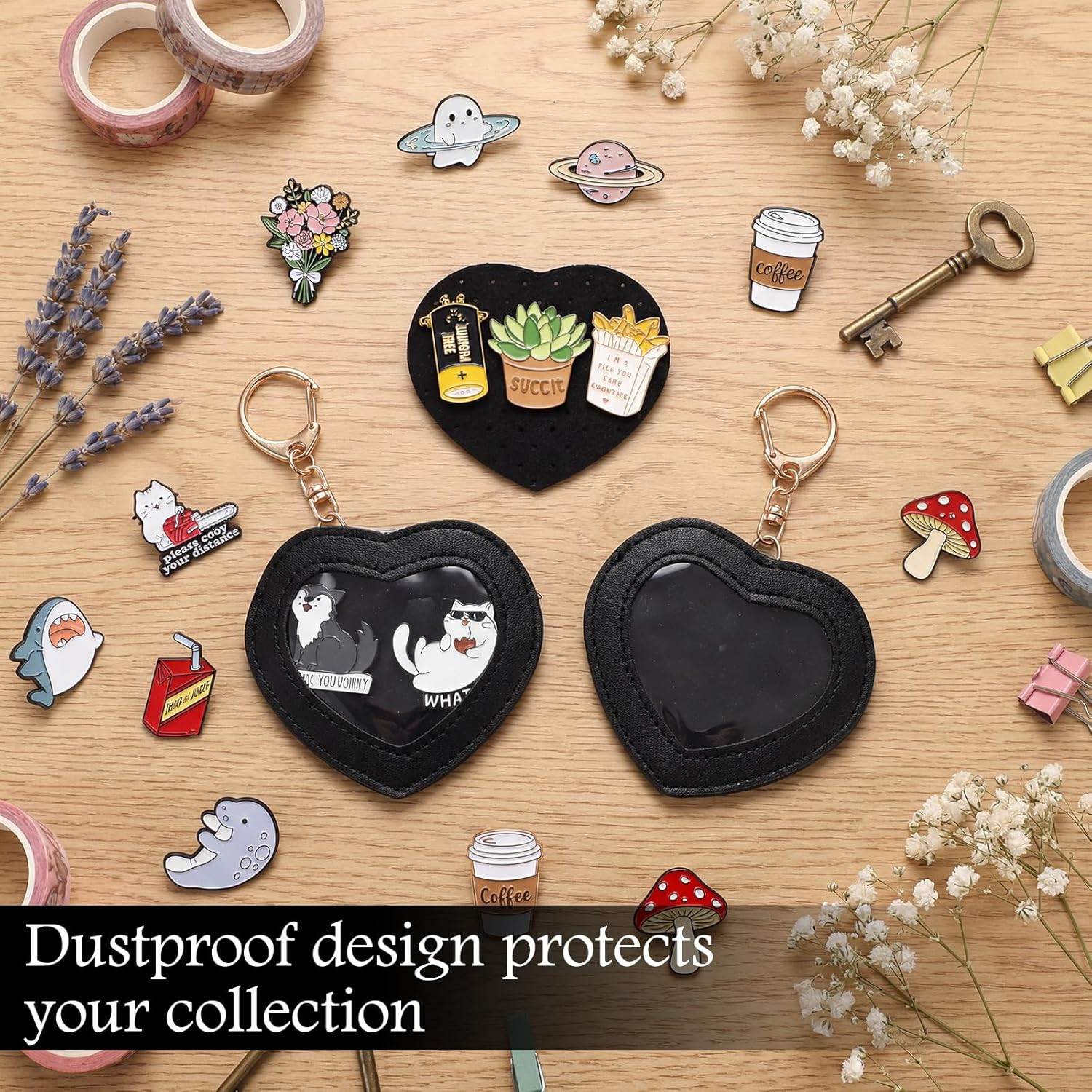 2 Pcs Shaped Pin Display Keychain Portable Enamel Pin Trading Holder Dustproof B