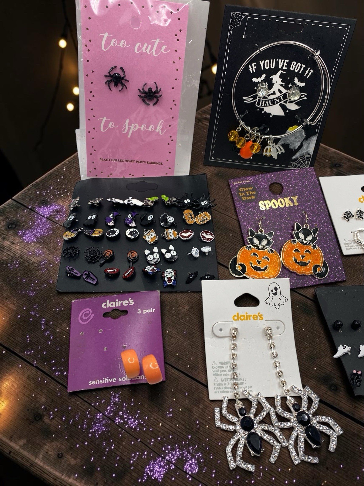 Lot Halloween Earrings Jewelry Lot Claire’s Ghost Pumpkin Spider Bat 40+ Pairs