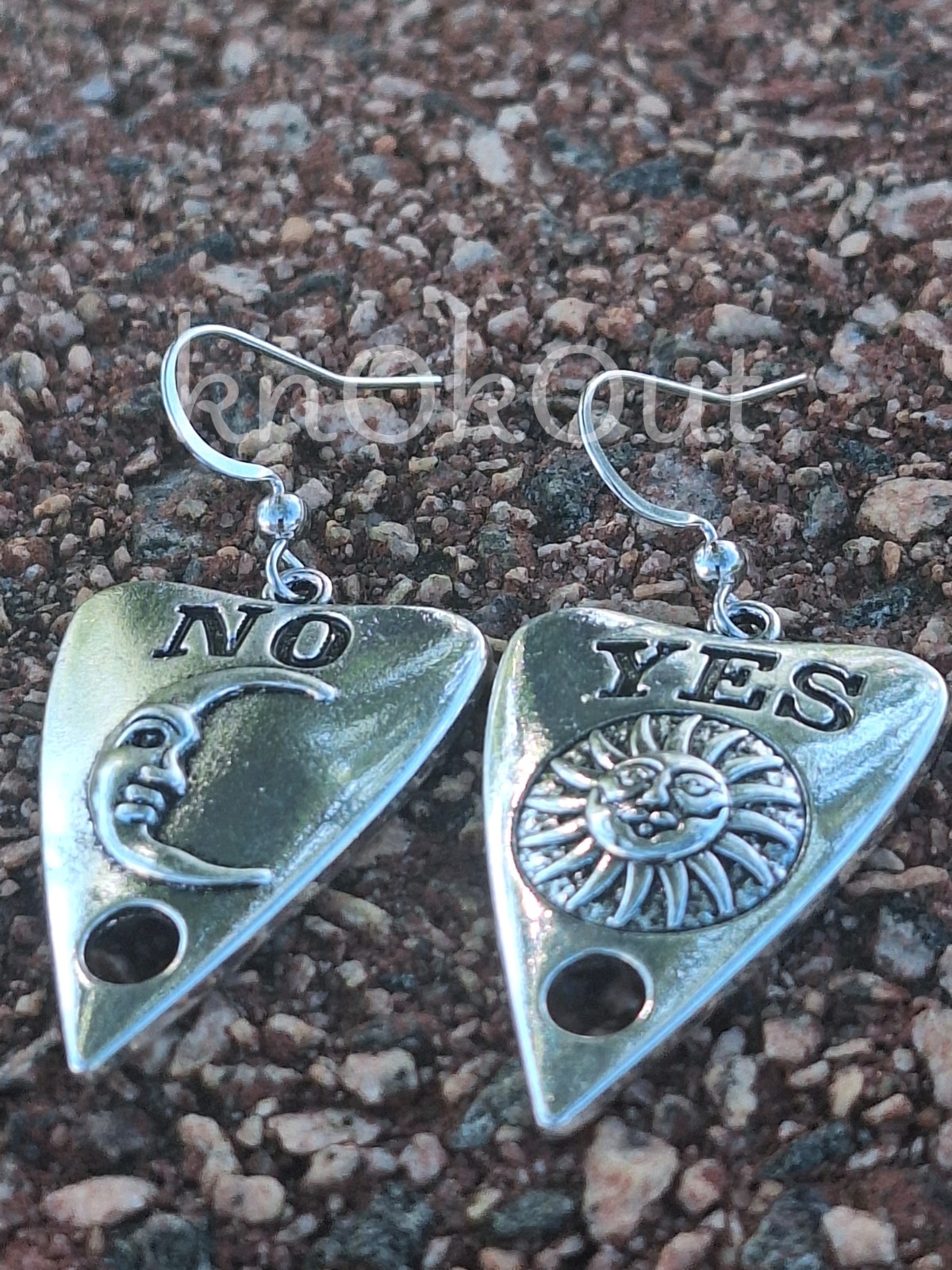 Yes No /Sun Moon Silver Tone Dangle Earrings – Mystical Jewelry