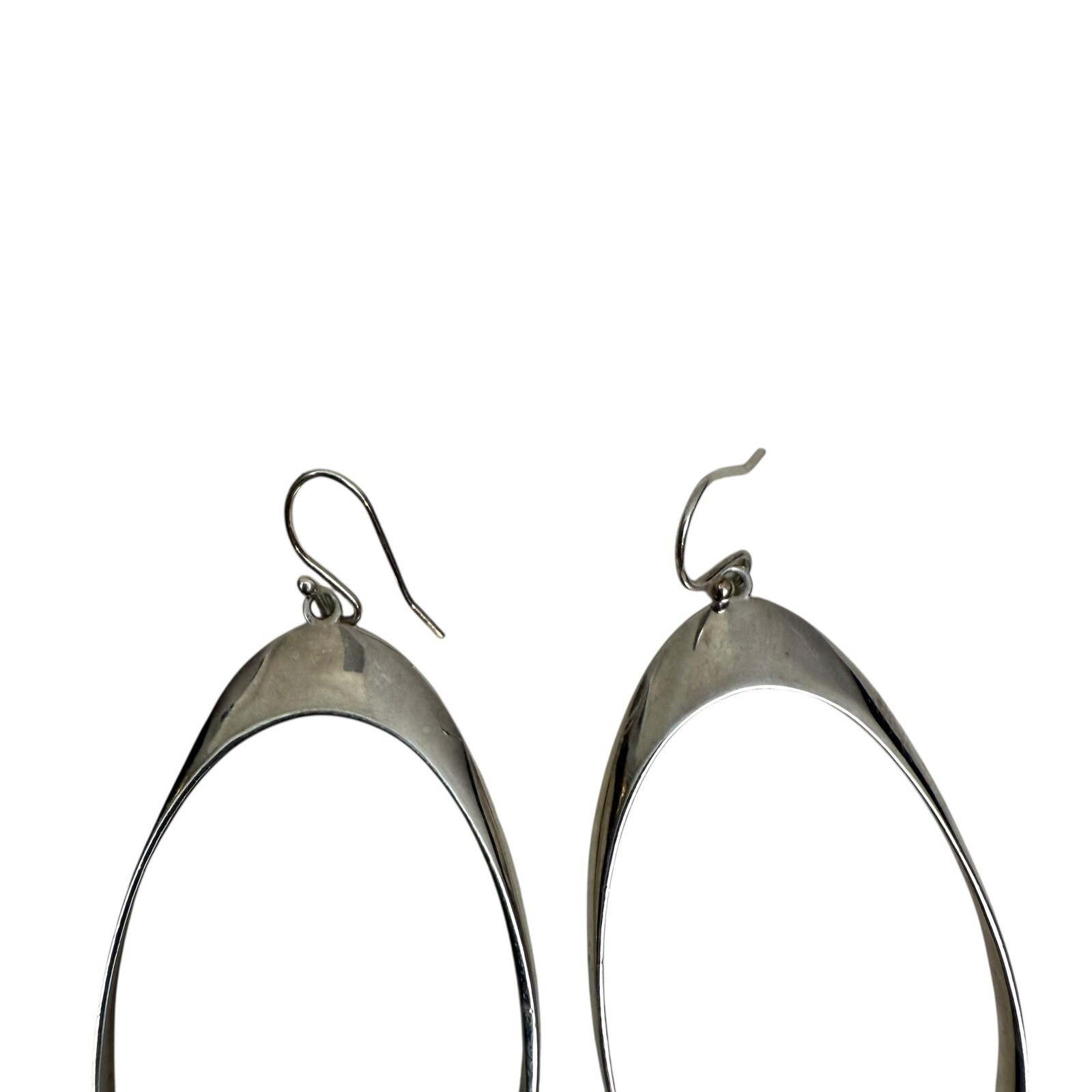 Stefani Argento SA 925 Sterling Silver Oval Hoop Earrings Dangle Drop Minimalist