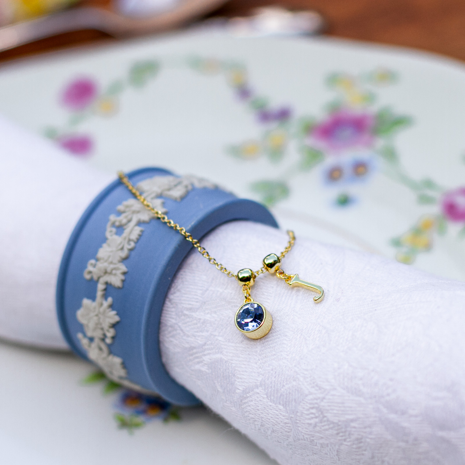 Birthstone & Initial Charms Necklace Personalized for You in Gold or Silver