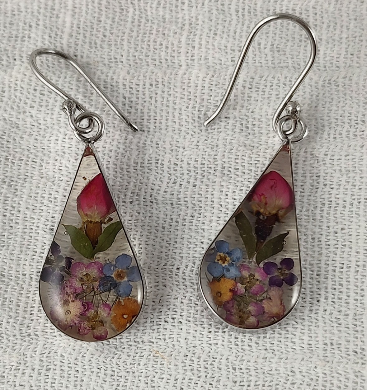 ATI 925 Mexico Genuine FLOWERS Dangle Earrings Sterling Silver Unique!