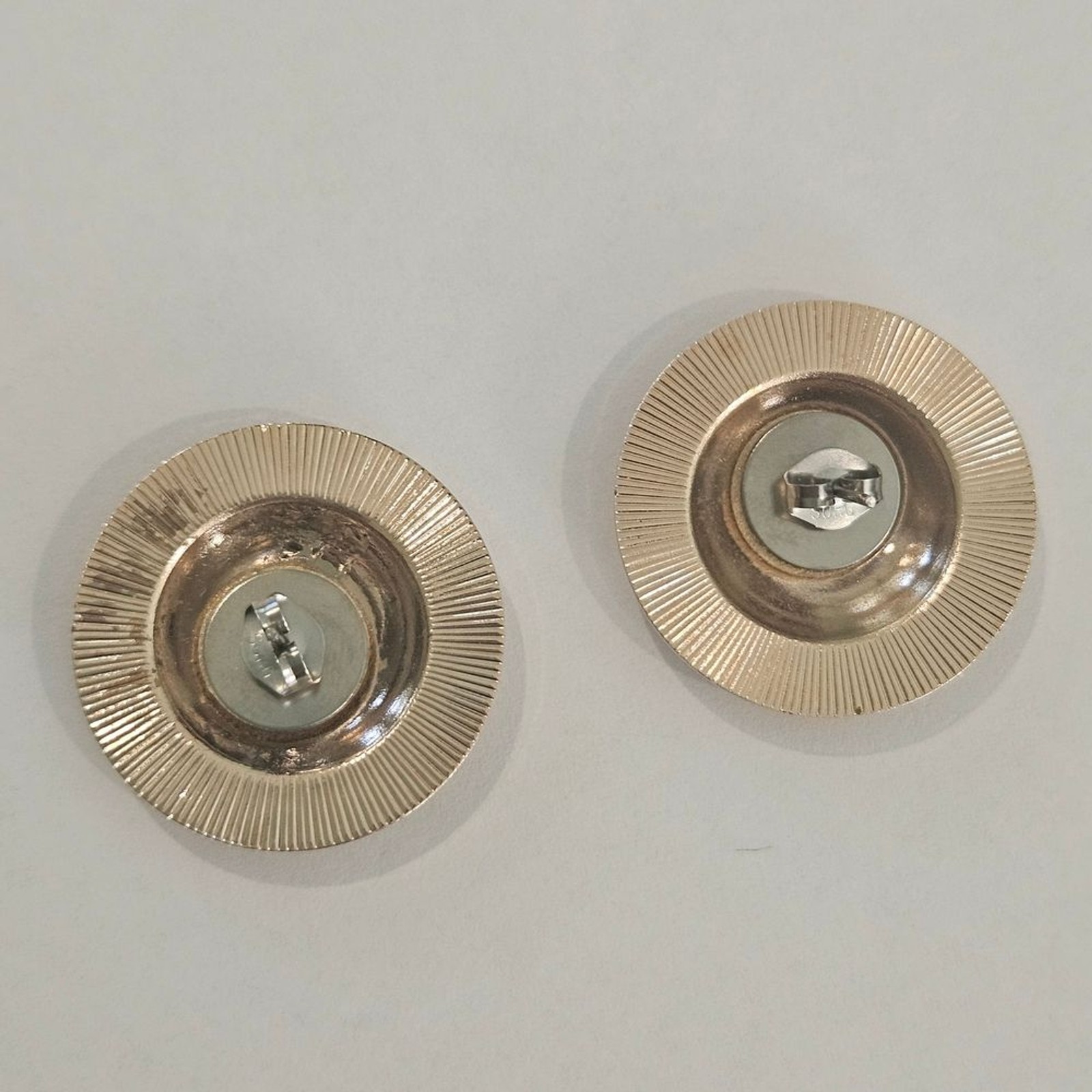Vintage Gold Stud Dome Geometric Earrings Formal Avant Garde Office Party Retro