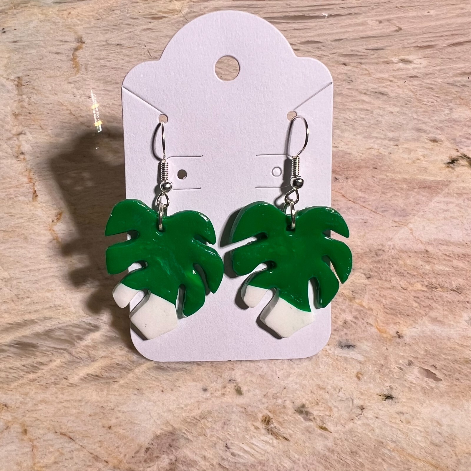 MONSTERA CLAY EARRINGS HANDMADE, GLAZED GREAT GIFT IDEA (SELECT FROM PHOTOS) #1