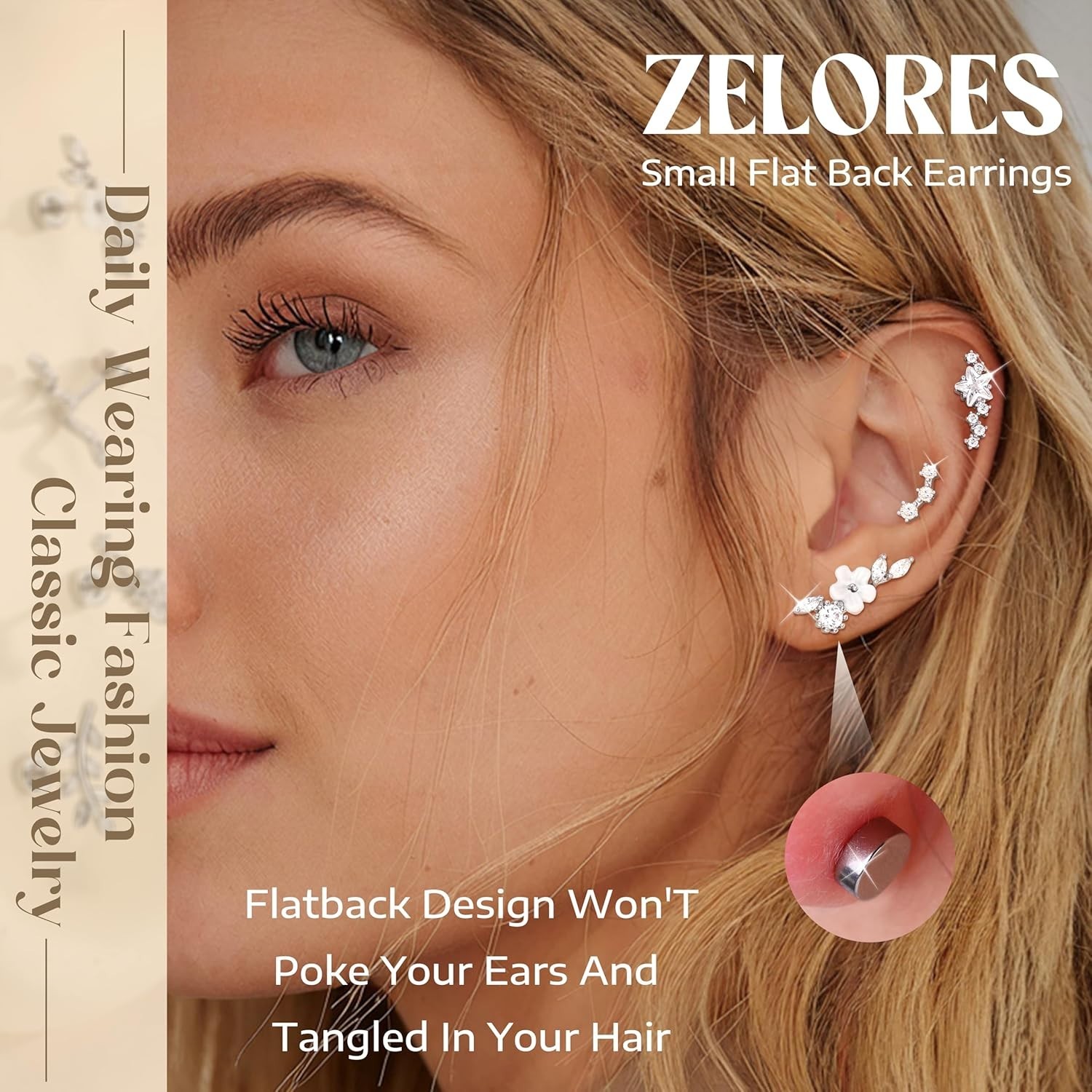 9Pcs Flat Back Cartilage Earrings for Women Trendy 16G Tragus Conch Helix Pie…