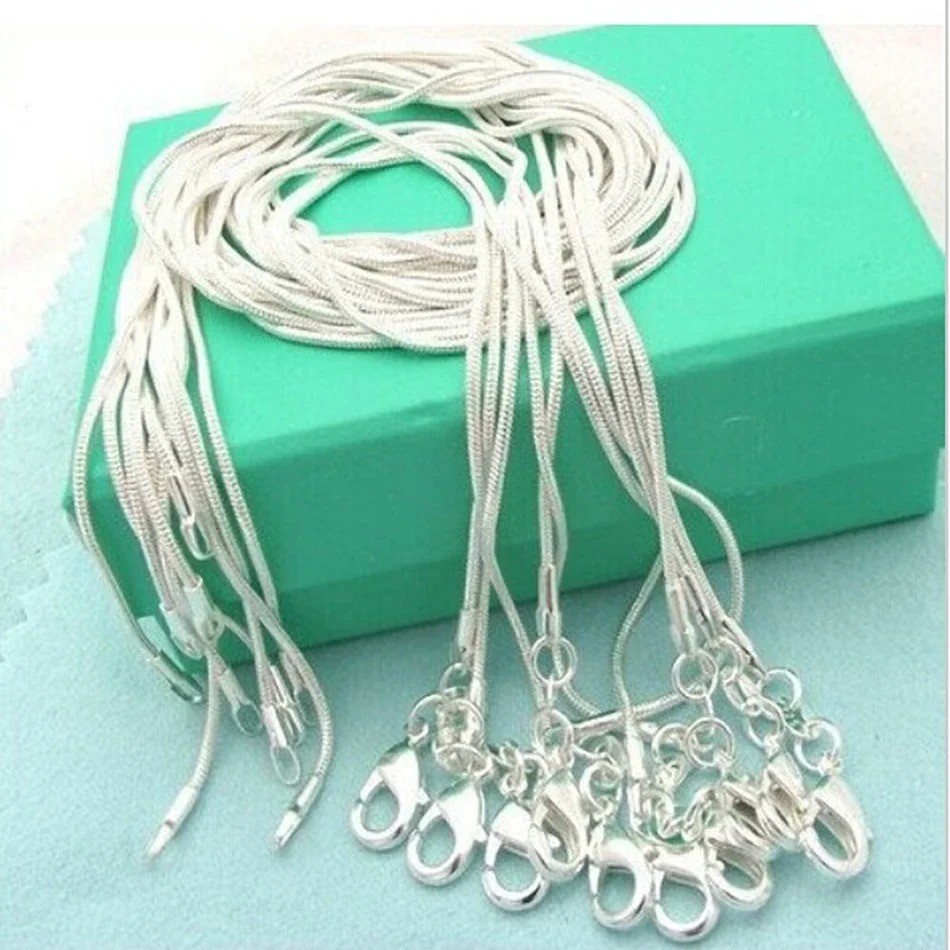 10PCS wholesale 925 sterling solid silver 1MM 16-30inch snake chain necklace