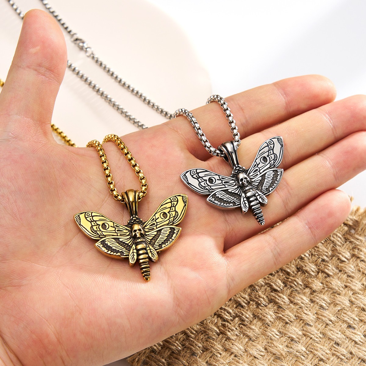 Gothic Darkness Moth Stainless Collarbone Necklace Clavicle Chain
