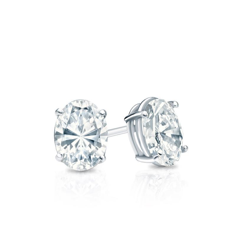 1/2 Ct Oval Simulated Diamond Women Men Stud Earring 14K White Gold Plated