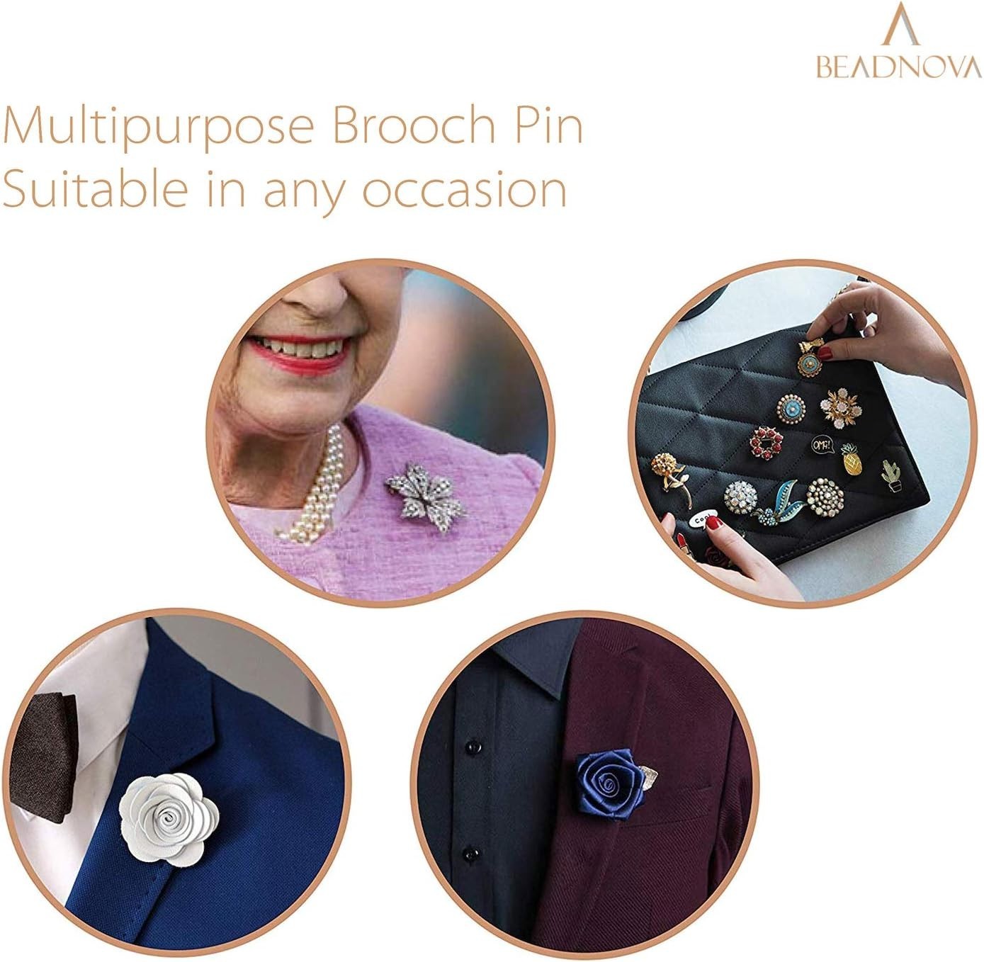 BEADNOVA Brooch Pin Back 60pcs Bar Pin Back 1.5 Inch Clasp Pinback Brooch Backin