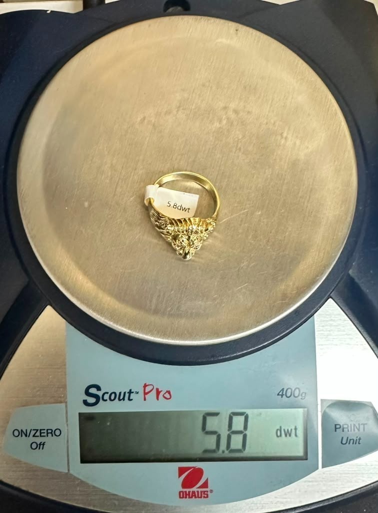 10K Yellow Gold Lion Head Ring