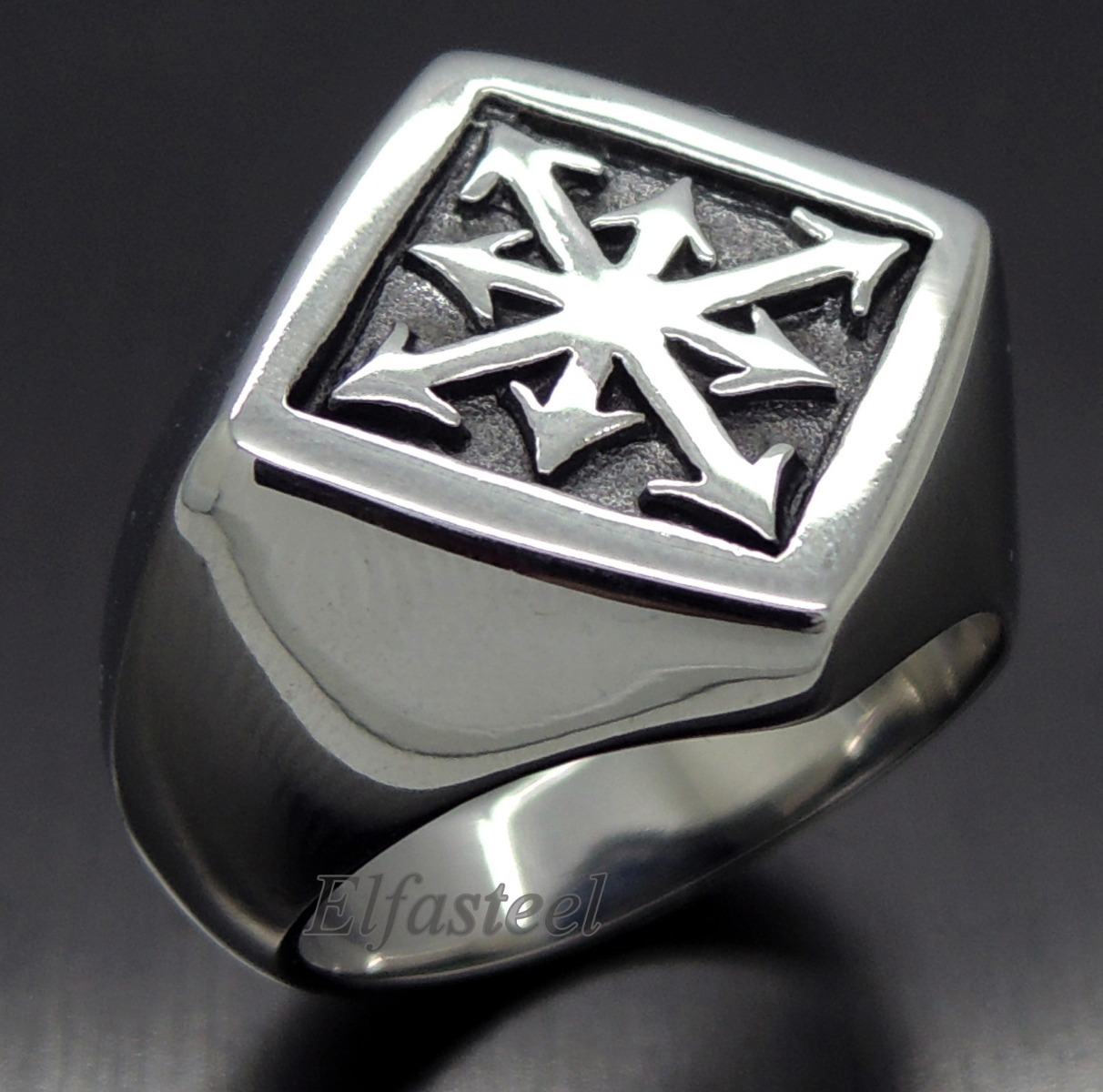GOTHIC Magic 8 POINTED Chaos Star 316L Stainless Steel Ring
