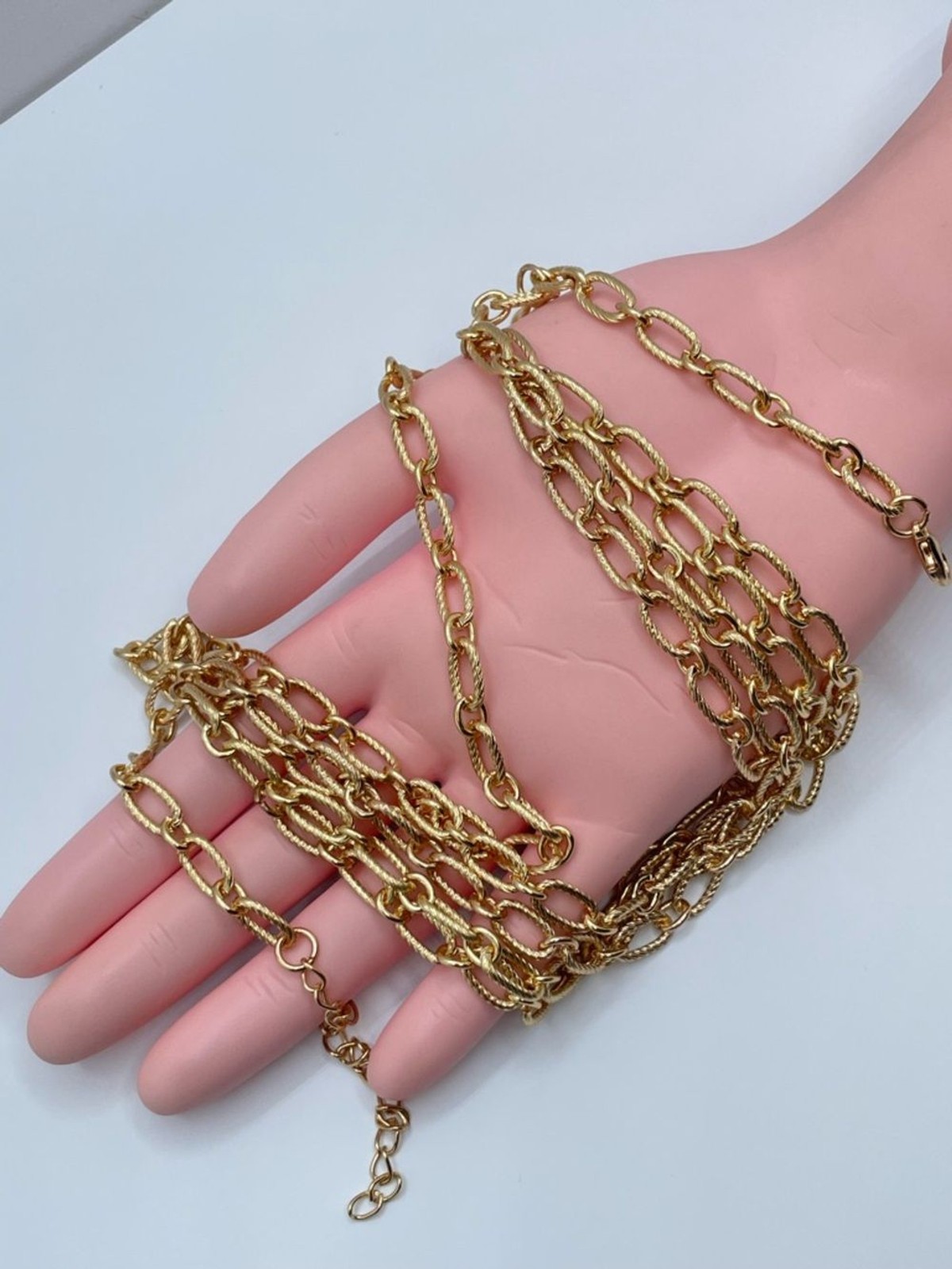 Gold Tone Multi Layer Chain Necklace Adjustable Statement Layered