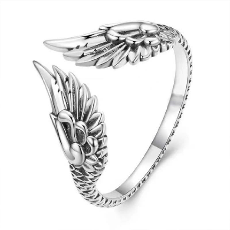 Open Wing Rings 925 Plated Silver Wedding Feather Angel Ring Fashion Jewelry
