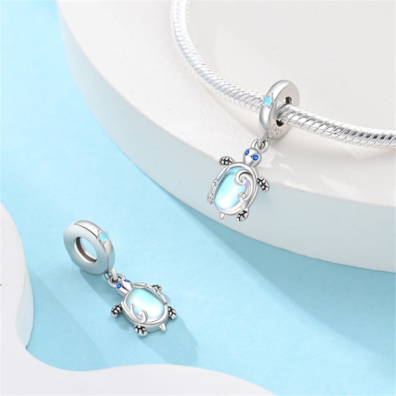 KUNSIR 925 Sterling Silver DIY Charm For Bracelet Sea Turtle Charm Pendant Bead