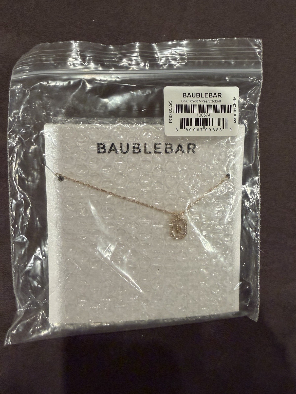 NWT Bauble bar Gold & Mother Of Pearl Initial Necklace “R” Gold Plated Brass