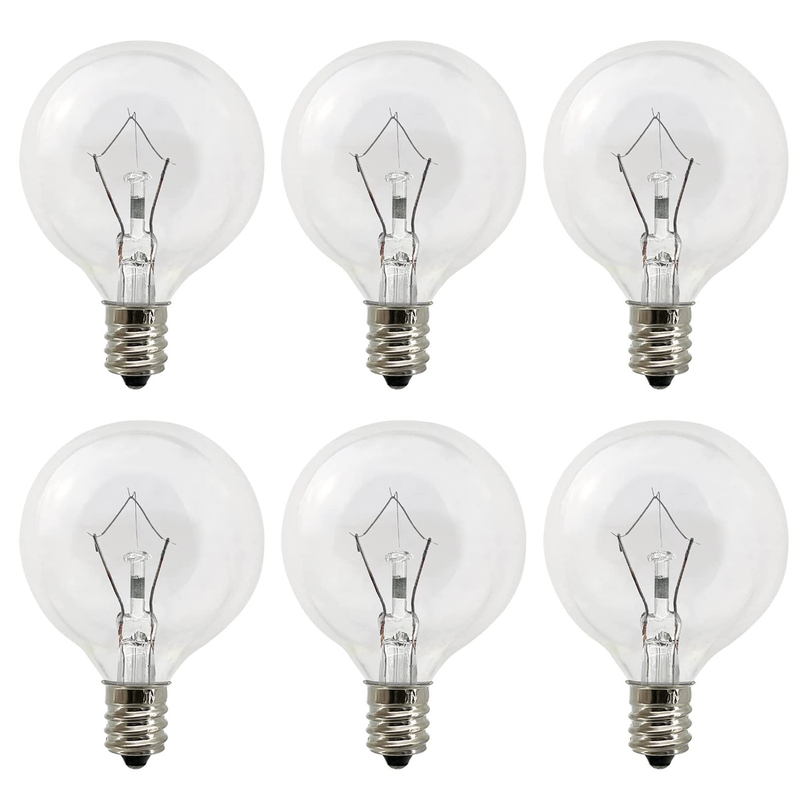 LinMiFo Wax Warmer Bulbs 6 Pack, G50 25 Watt Light 6 Count (Pack of 1), Clear