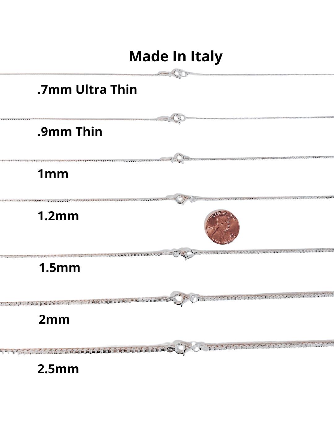 BOX CHAIN 925 SOLID STERLING SILVER PENDANT NECKLACE “.925 ITALY”