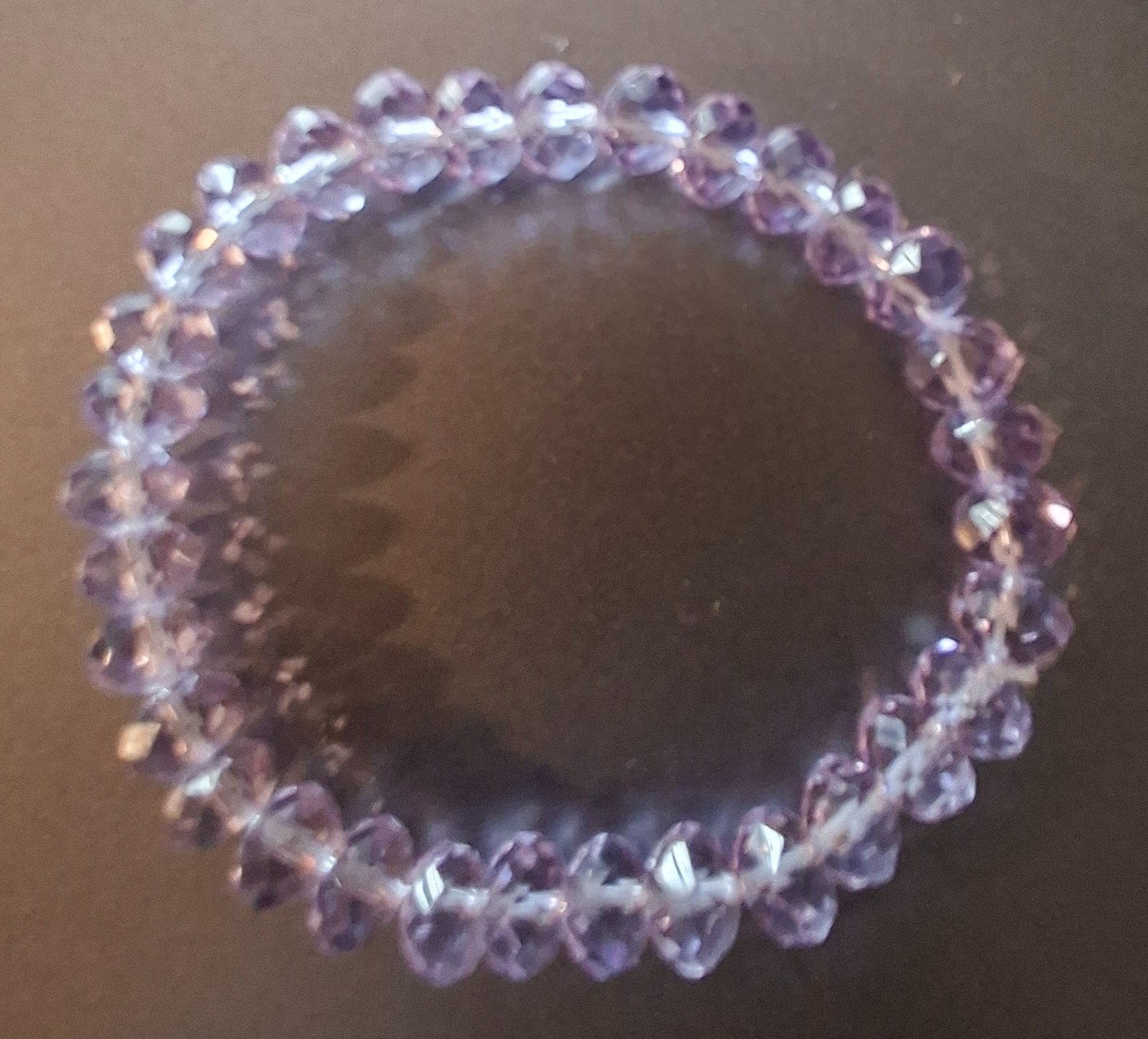 Vintage Jewelry Rondelle Faceted Lavender Crystal Beads Stretch Elastic Bracelet