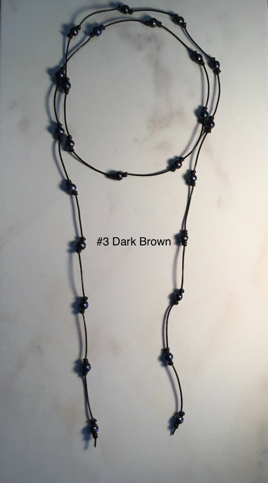 60″ Leather Black Pearl Necklace and 16″-19″ Adjustable Infinity Pearl Necklace