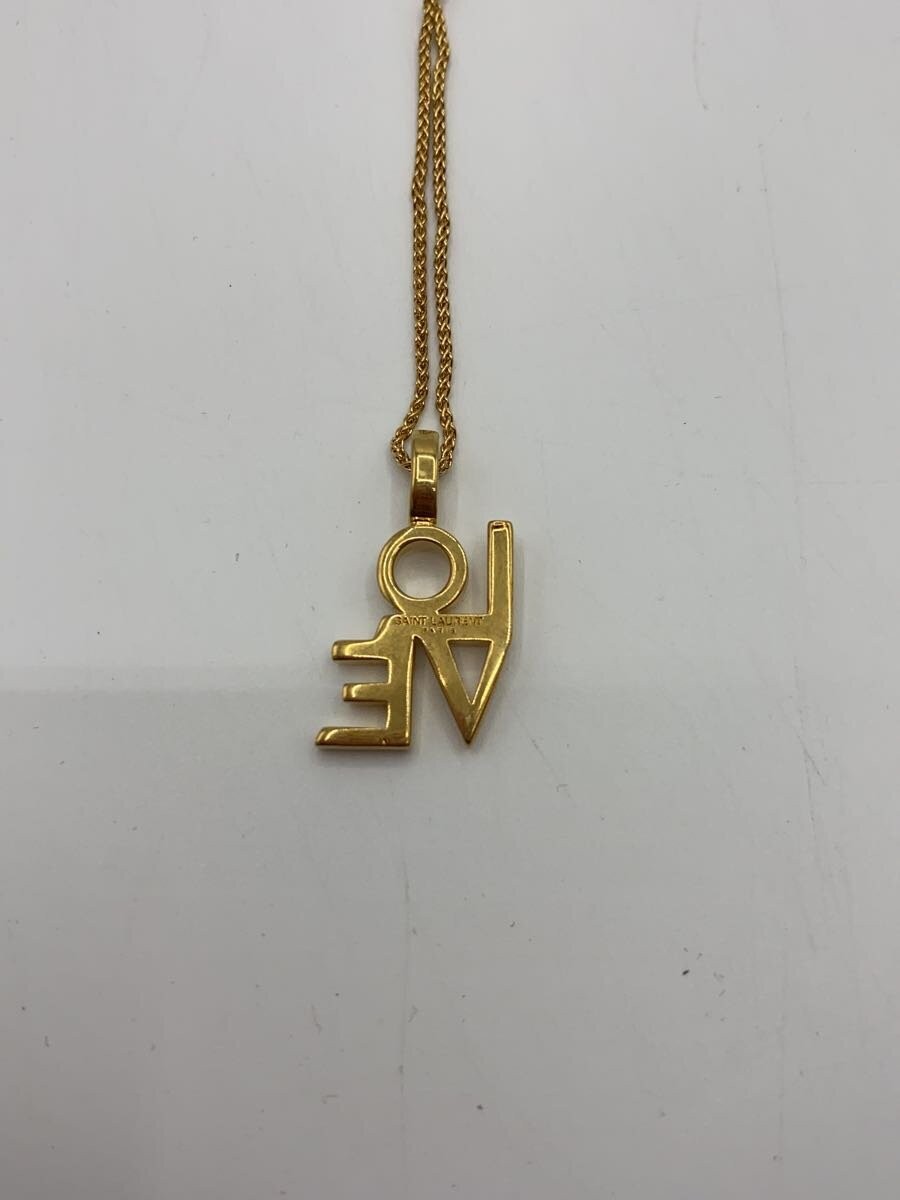 SAINT LAURENT Gold Pendant Necklace Chain Women’s Fashion LOVE Logo