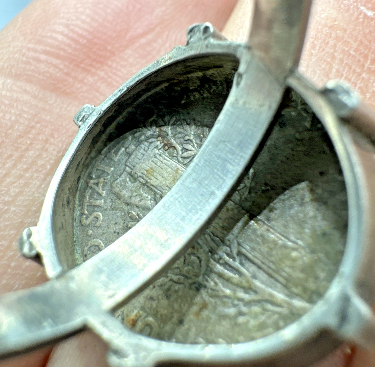 Vintage Silver 1944 Mercury Dime Ring Prong Set Adjustable Size ~6.75 to 7.75