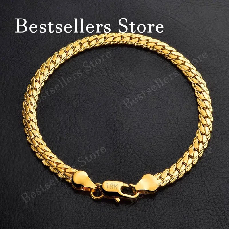 Gold Tone Geometric Link Bracelet for Women Fashion Chain Jewelry 20cm US
