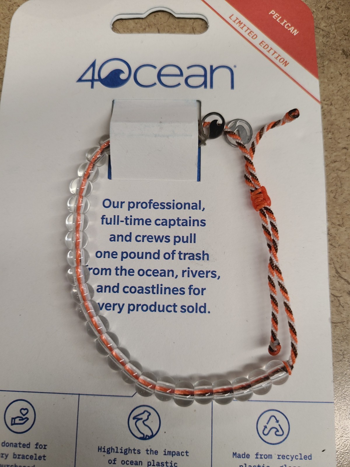 4 OCEAN BRACELET Pelican Orange Multi Color Beaded Cord Beach Bracelet ⛱️ New