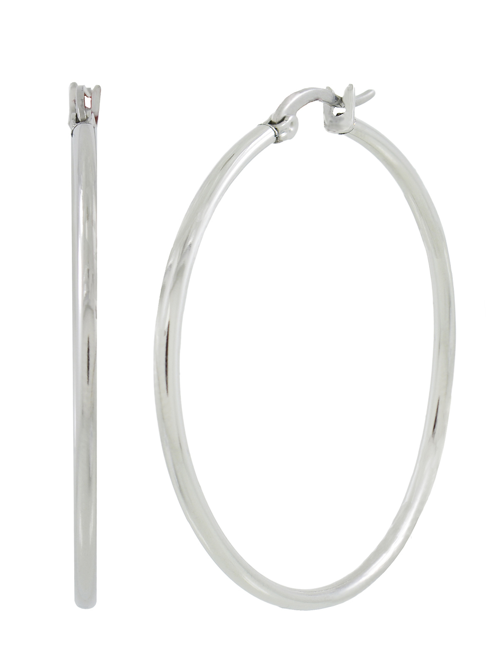 Stainless Steel 1 3/4″ Inch Thin Round Wire Hoop Earring