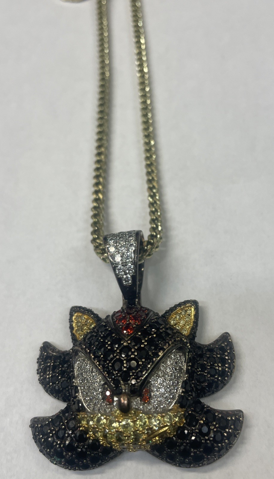 Shadow the Hedgehog Chain Necklace | Sonic the Hedgehog x King Ice Pendant charm