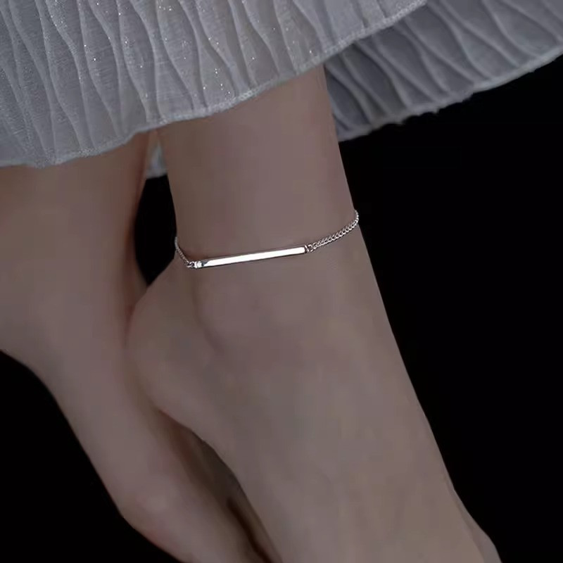 Silvery Smooth Foot Chain for Women Simple Copper Foot Chain Boho Jewelry Gift