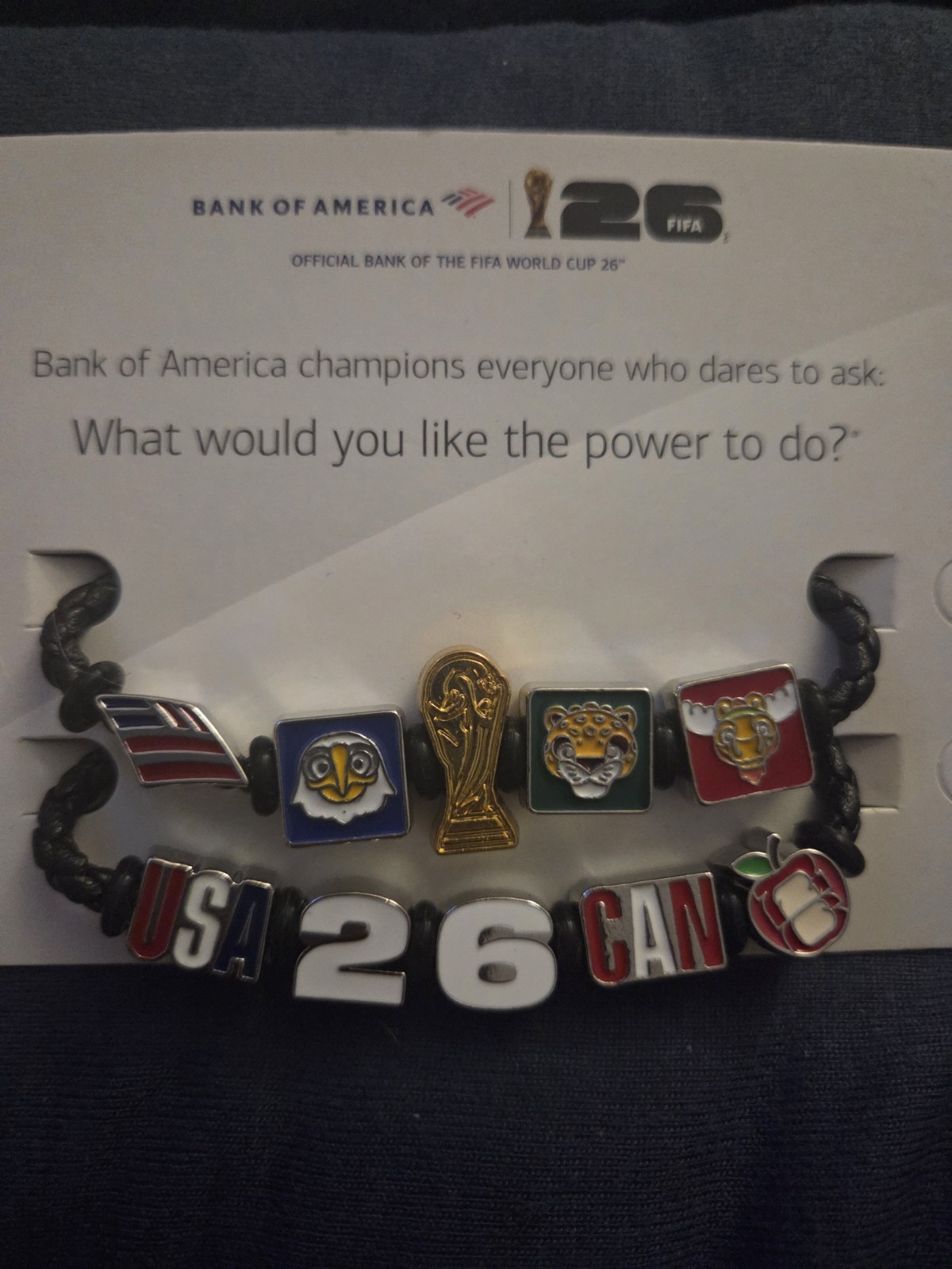 Bank of America FIFA World Cup 26 RARE Braided Charm Bracelet