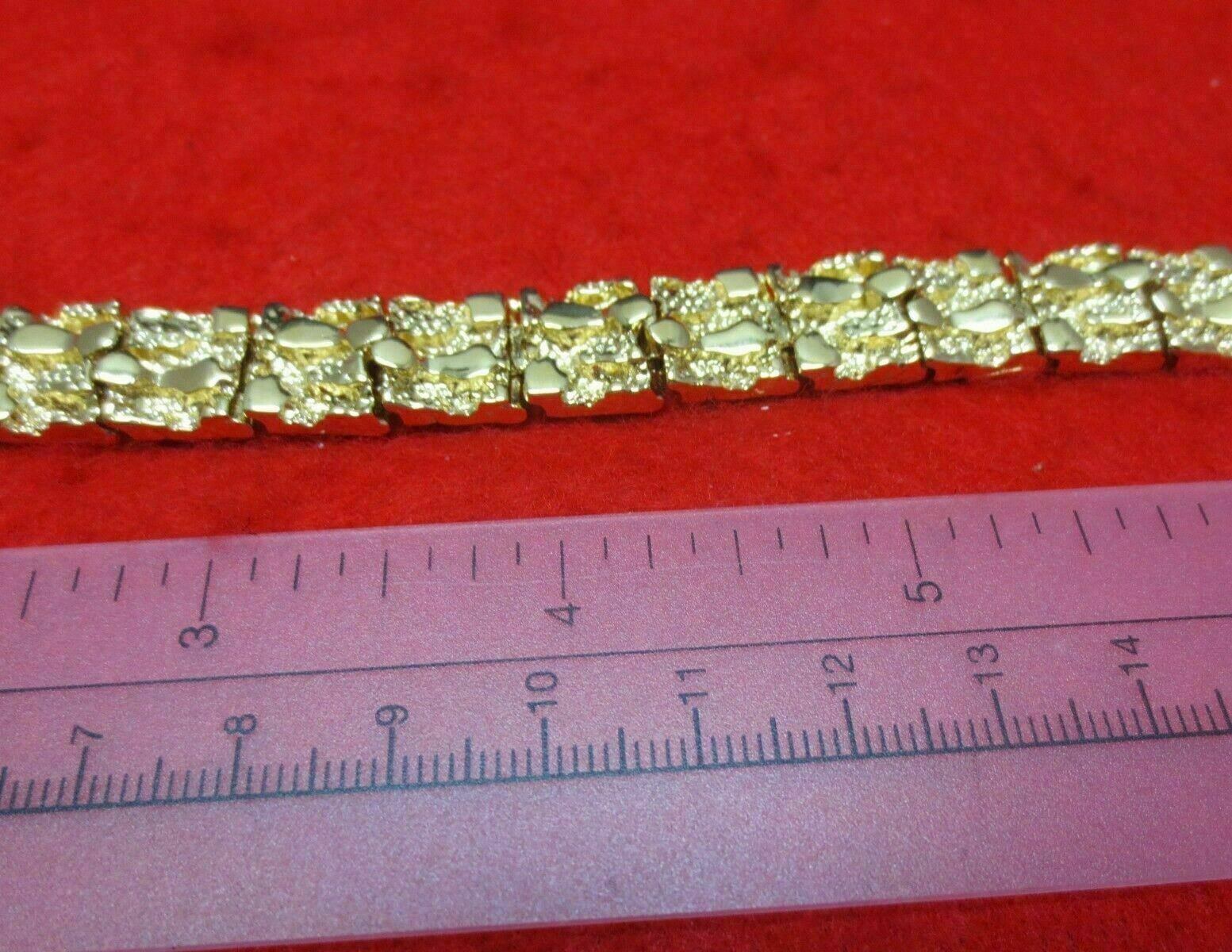 14 KT GOLD PLATED NUGGET BRACELET 7,8,or9 INCH 1/2 INCH WIDE USA SELLER N-100