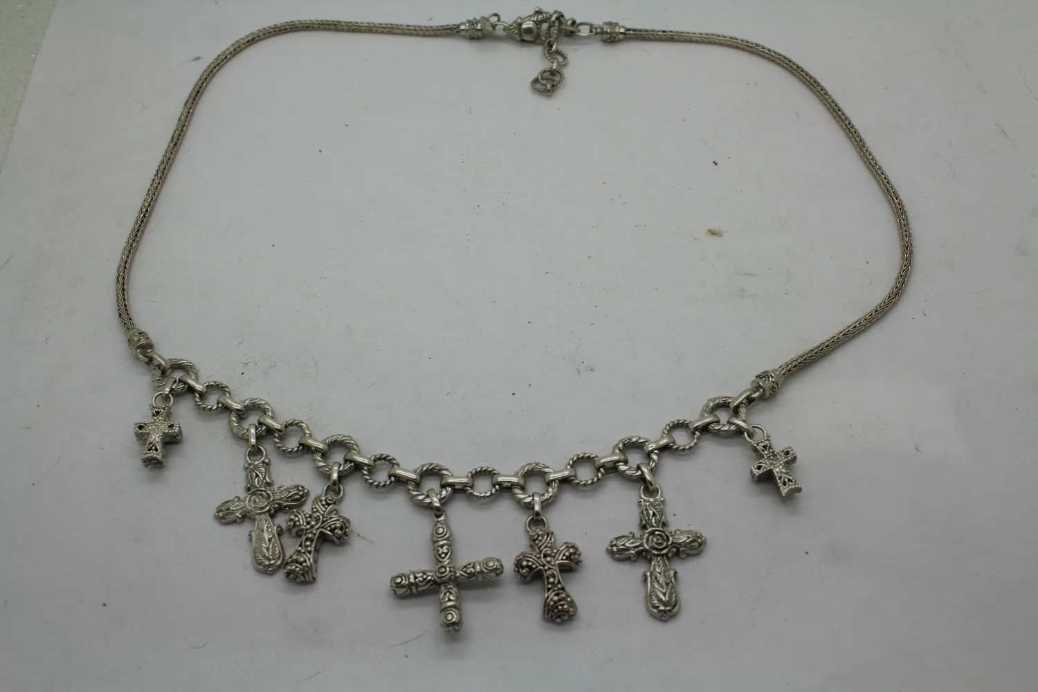 SARDA .925 S.S. CROSSES BIB FRINGE necklace FILIGREE FLORAL
