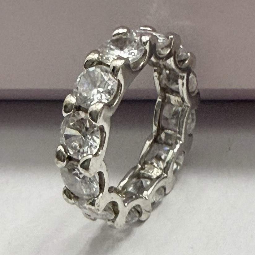 Eternity Band Suzy Levian 925 Sterling Silver Ring Round Cubic Zirconia Prong