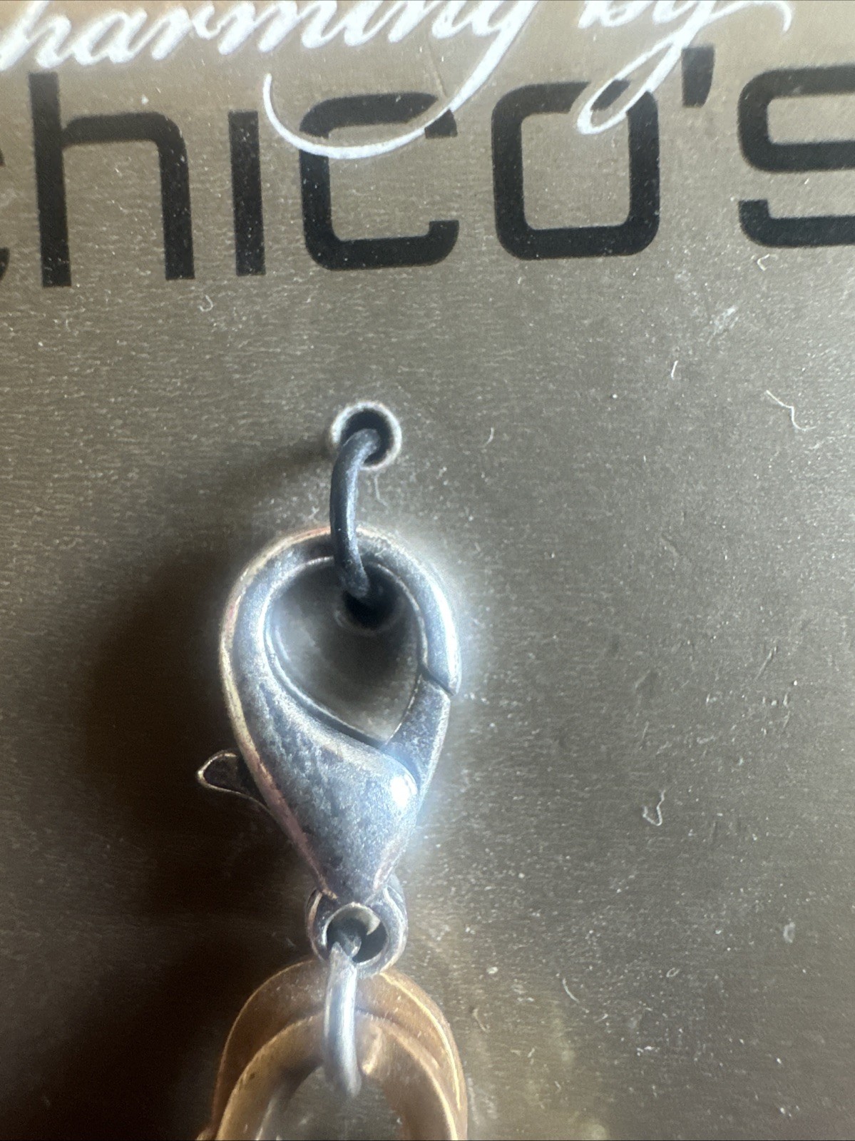 Charming by Chicos Shopping Bag Purse Dangle Charm Zipper Pull Silver Tone NWT