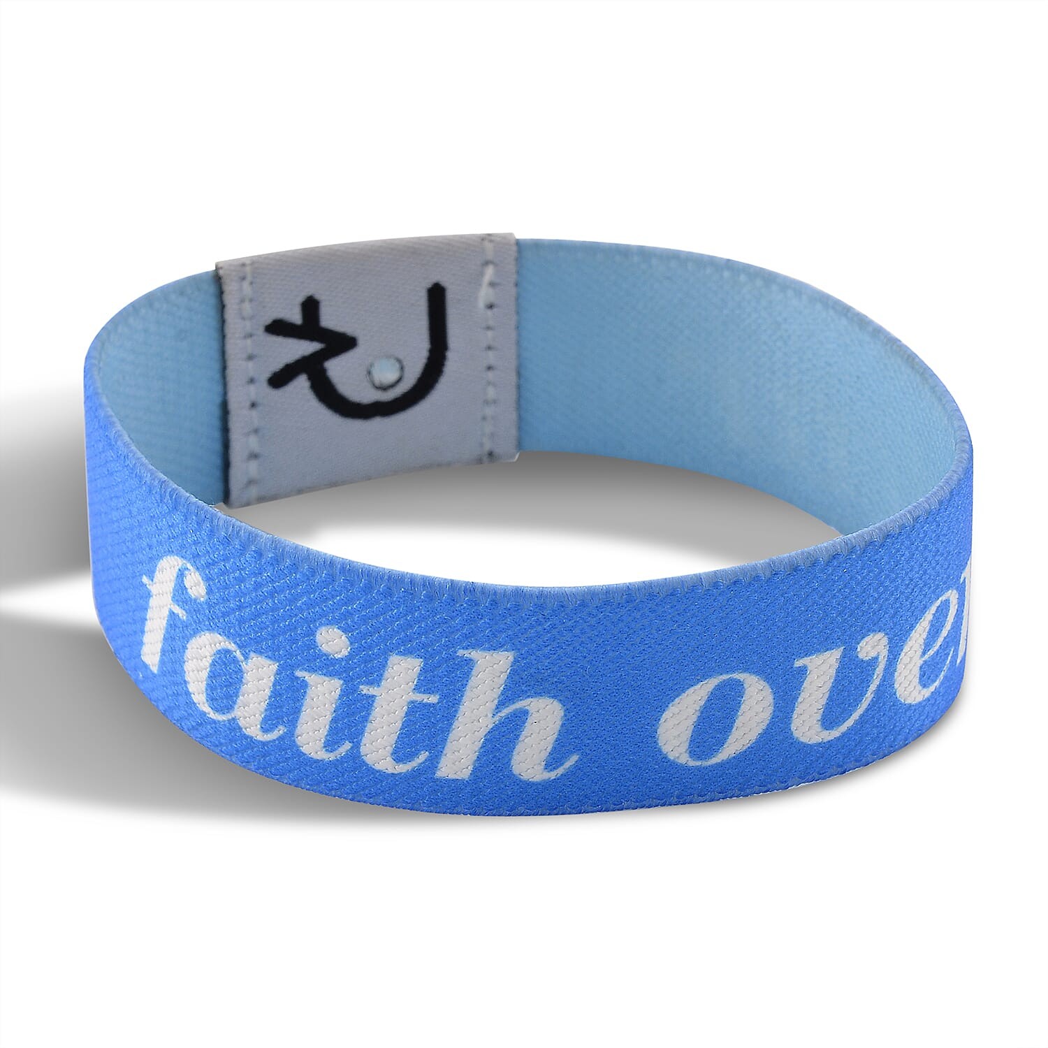 NFC Scan Daily Bible Verse Polyester Stretch Bracelet – Blue 7-8In