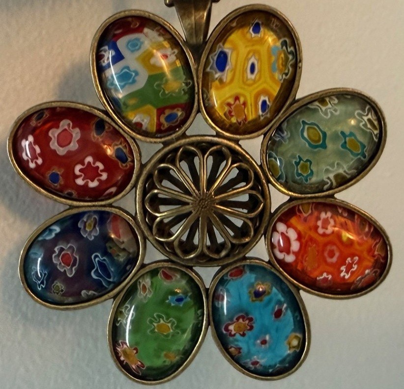 Sweet Romance Millefiori Candy Flower Pendant Necklace | 16 x 2.4 in | MINT tags